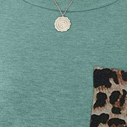 Safari Chic Women's Short Sleeve Tunic Top with Faux Animal Print Details - Très Elite