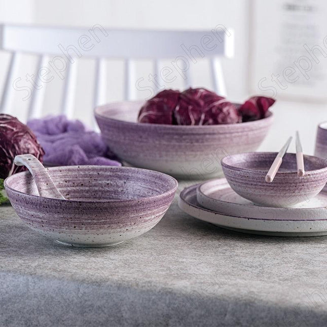 Elegant Purple Rhyme Stoneware Dining Set for a Chic Table Experience