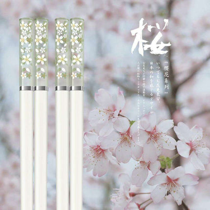 Sakura Elegance Amber Japanese Chopsticks Set - Antibacterial & Anti-Slip Dining Utensils - Très Elite