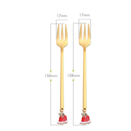 Santa's Joyful Holiday Silverware Duo - Cheerful Spoon and Fork Set for Festive Feasts - Très Elite
