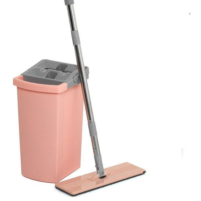 Pink Dual-Chamber Spin Mop Set - Quick and Efficient Floor Cleaning