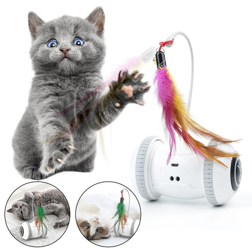 Automatic Sensor Cat Toy Kitten Toys for Pets Cat Chasing USB Rechargeable Smart Robotic Interactive Electronic Feather Teaser-0-Très Elite-Cat Toys-Très Elite