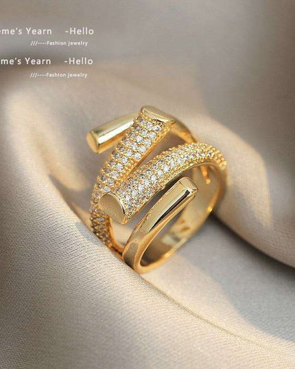 Gothic Cross Adjustable Zircon Ring with Chic European Flair