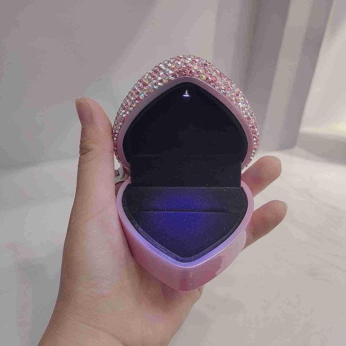 Radiant Rhinestone Heart LED Jewelry Box