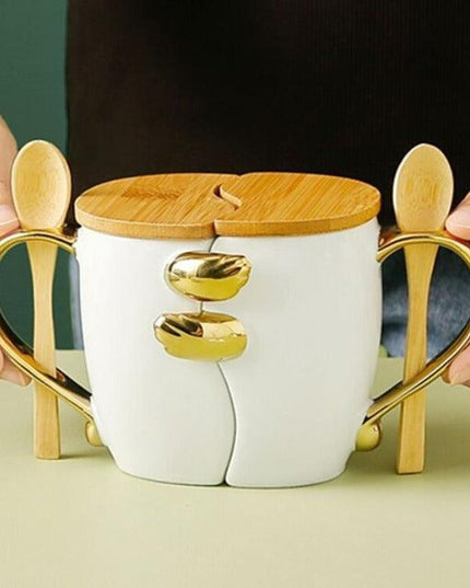 Romantic Connection Ceramic Mug Duo with Charming Accessories