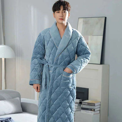 Men's Luxurious Quilted Cotton Kimono Robe - Ultimate Winter Comfort