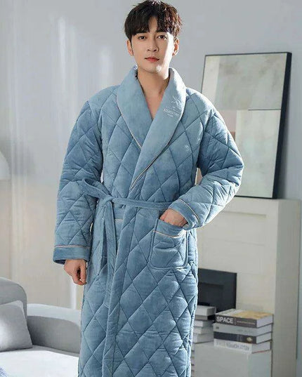 Men's Luxurious Quilted Cotton Kimono Robe - Ultimate Winter Comfort
