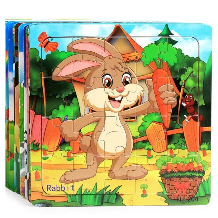 Montessori 3D Animal Vehicle Puzzle Set - Educational Wood Toy for Kids