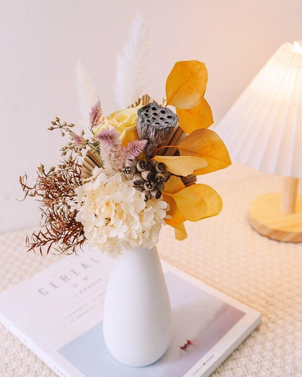 Eternal Hydrangea and Bunny Tail Dried Floral Arrangement