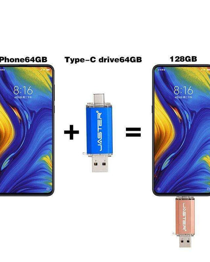 Premium 2-in-1 Type-C USB Flash Drive - Golden Metal Design with High-Speed Data Transfer and Enhanced Security