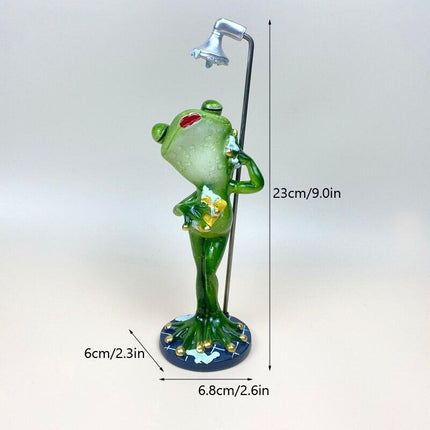 Whimsical Green Frog Resin Desk Ornament - Enchanting Home Decor