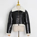 Luxurious Lambswool & Faux Leather Color Block Jacket