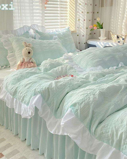 Luxe Double Layer Lace-Embroidered Bedding Set for Ultimate Comfort