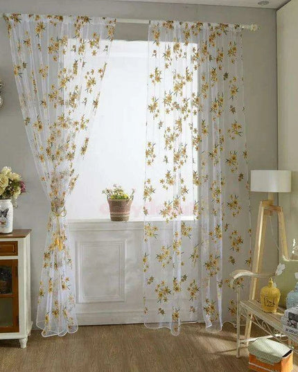 Elegant Floral Sheer Window Curtain for Kids' Spaces - Stylish Privacy Solution