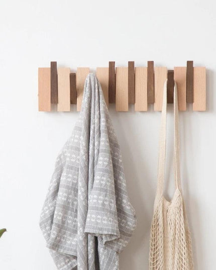 Elegant Beech Wood Wall-Mounted Coat Rack with Sandalwood Accents
