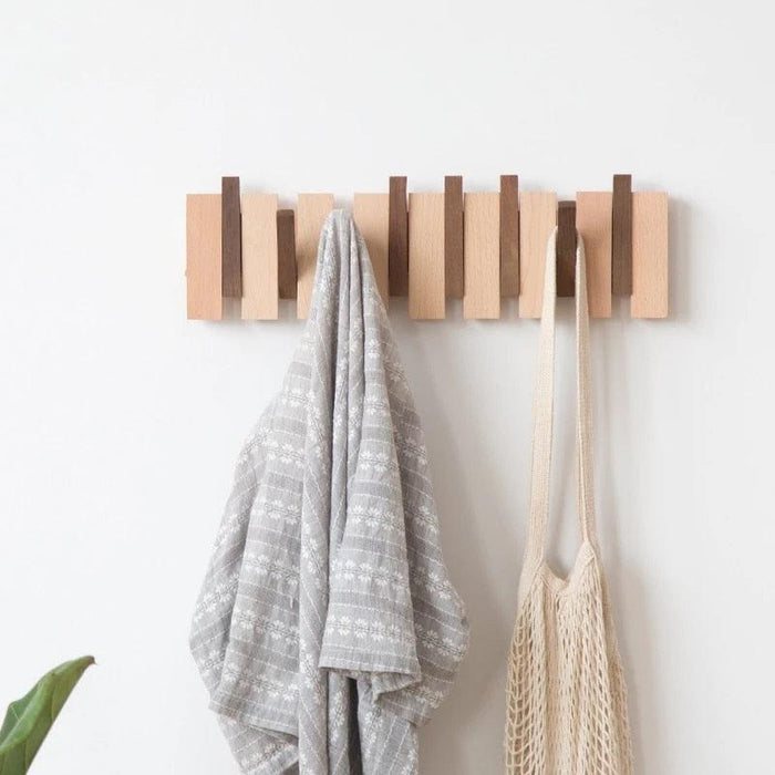 European Beech Wood Wall-Mounted Coat Rack with Sandalwood Accents