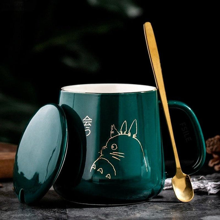 Indulge in Luxury with our Gold-Painted Totoro Ceramic Coffee Mug - 400ml