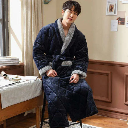 Men's Luxurious Quilted Cotton Kimono Robe - Ultimate Winter Comfort