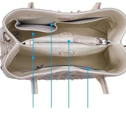 Elegant White Crocodile Leather Tote - Luxurious Handbag with Ample Space for Women