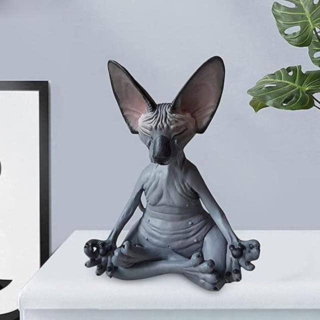 Serenity in Style: Sphinx Cat Yoga Figurine for Your Workspace