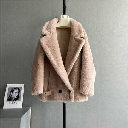 Luxe Elegance Genuine Sheep Shearing Fur Winter Coat for Women: Embrace Opulent Warmth and Style