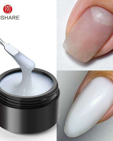 At-Home Salon Nail Extension Kit – Milky White UV Builder Gel for Professional Results