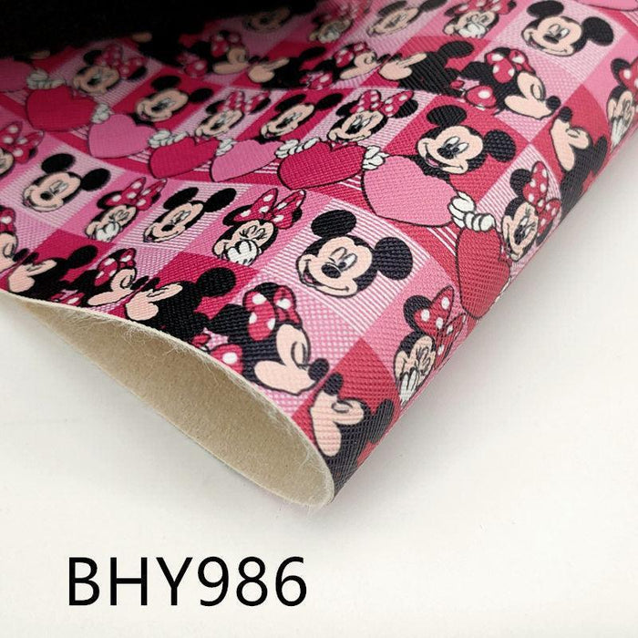 Cartoon Print Synthetic Leather Sheet - Versatile A4 Crafting Material