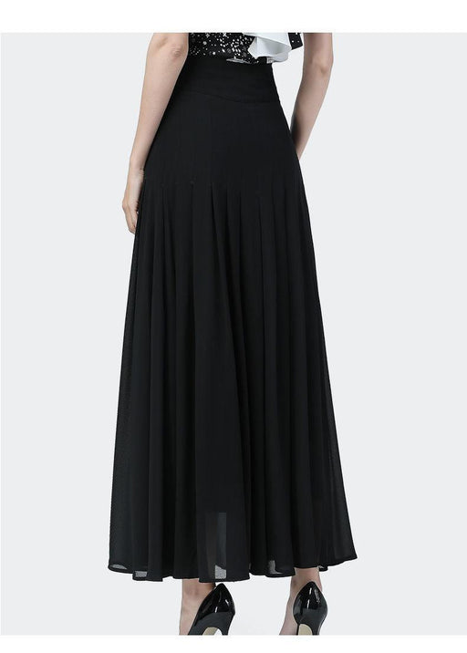 Exquisite High-Waisted Chiffon A-line Skirt with Seductive Button Slit
