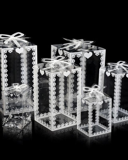 Chic Transparent Lace Design PVC Gift Boxes - Set of 10 for Elegant Gift Presentation