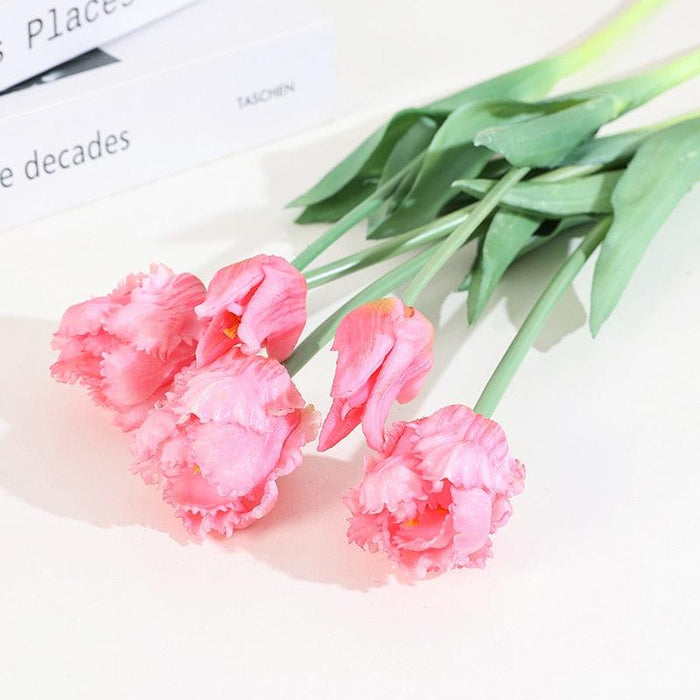 Chic Parrot Tulip Silk Floral Arrangement - 5-Piece Luxe Botanical Set