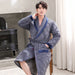 Winter Warmth Men's Quilted Flannel Kimono Bathrobe - Luxurious Long Robe for Cozy Evenings