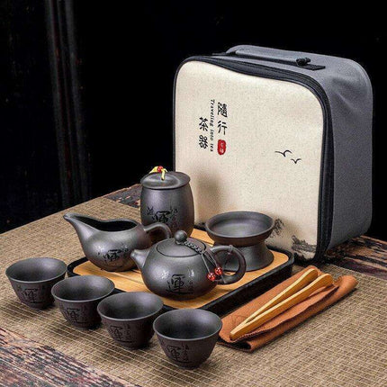 Serenity Sand Ceramic Kung Fu Tea Set for Harmonious Tea Experiences