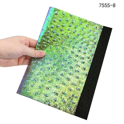 Iridescent Holographic Faux Leather Crafting Sheet with Snake Skin Embossing
