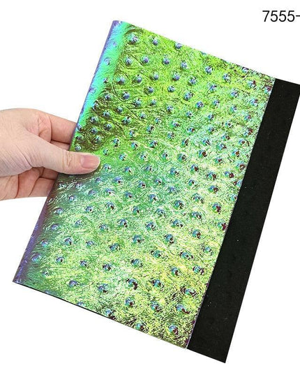 Iridescent Holographic Faux Leather Crafting Sheet with Snake Skin Embossing