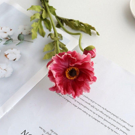 Chic Faux Poppy Floral Arrangement - Premium PU Material for Elegant Home Decor