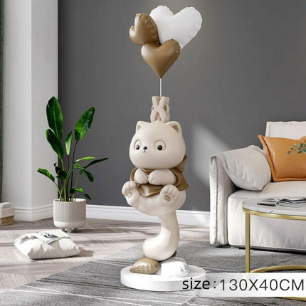 Charming Handmade Long-Tailed Cat Figurine for Elegant Home Accent