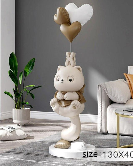 Charming Handmade Long-Tailed Cat Figurine for Elegant Home Accent