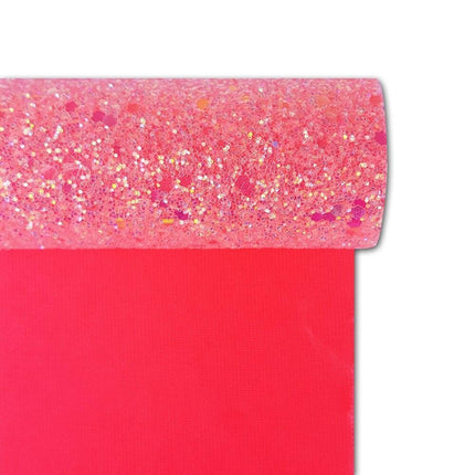 Glamorous Rose Pink Glitter Faux Leather Fabric Roll for Creative Projects
