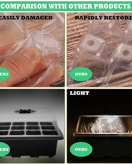 LED Seedling Starter Set with Humidity Control - Complete 5-Tray System for Enhanced Plant Growth