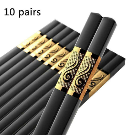 Premium Non-Slip Chopsticks Set - 10 Pairs for an Elevated Asian Dining Experience