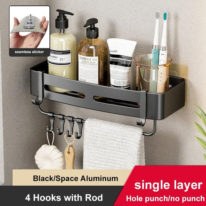 Aluminum Bathroom Storage Solution with Rust-Proof Large Capacity Corners