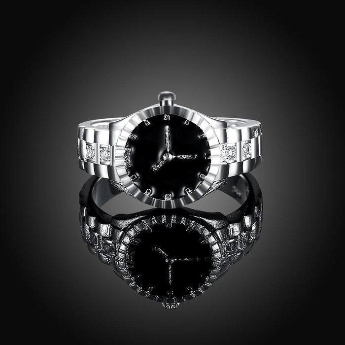 925 Silver Crystal Watch Ring - Shining Elegance for All Events