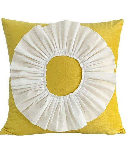 Pink and White Floral Velvet Tufted Throw Pillow Set with Fringe Trimming