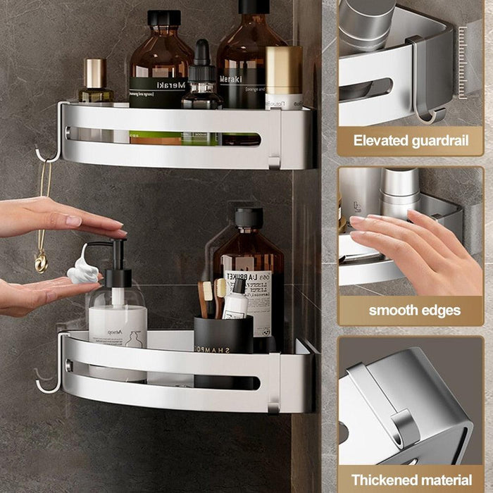 Aluminum Corner Shelf Organizer with Rust-Resistant Design and Spacious Storage