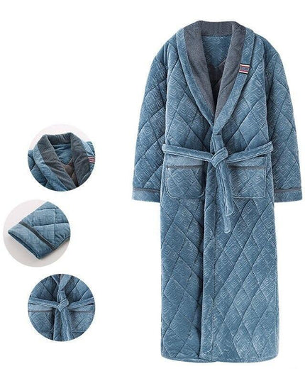 Plush Comfort Plus Size Men's Cotton Flannel Bathrobe for Winter Relaxation