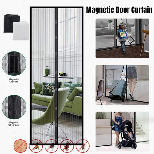Punch-free Strong Magnetic Door Curtain Anti Bug Insect Fly Mosquito Net Side Open Style Automatic Closing Invisible Mesh Gauze-0-Très Elite-Black-80 x 210cm-Très Elite