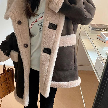 Chic Reversible Wool and Fur Winter Coat for Women