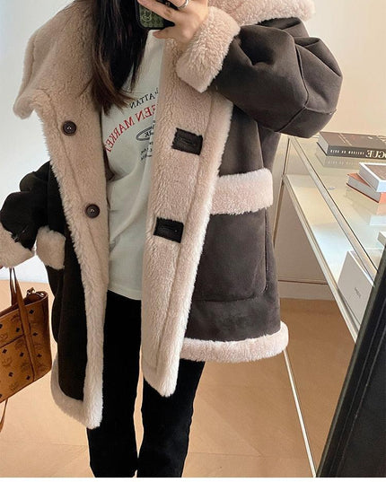 Chic Reversible Wool and Fur Winter Coat for Women