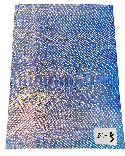 Iridescent Holographic Faux Leather Crafting Sheet with Snake Skin Embossing