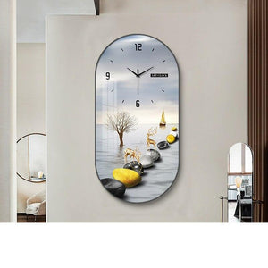 Modern Luxury Wall Clock for Living Room, Fashionable Decorative Painting, Silent Creative Wall Hanging Clock for Home and Restaurant-Home Décor›Decorative Accents›Wall Arts & Decor›Mirrors & Wall Clocks-Très Elite-BG2553-30cm x 60cm-Très Elite